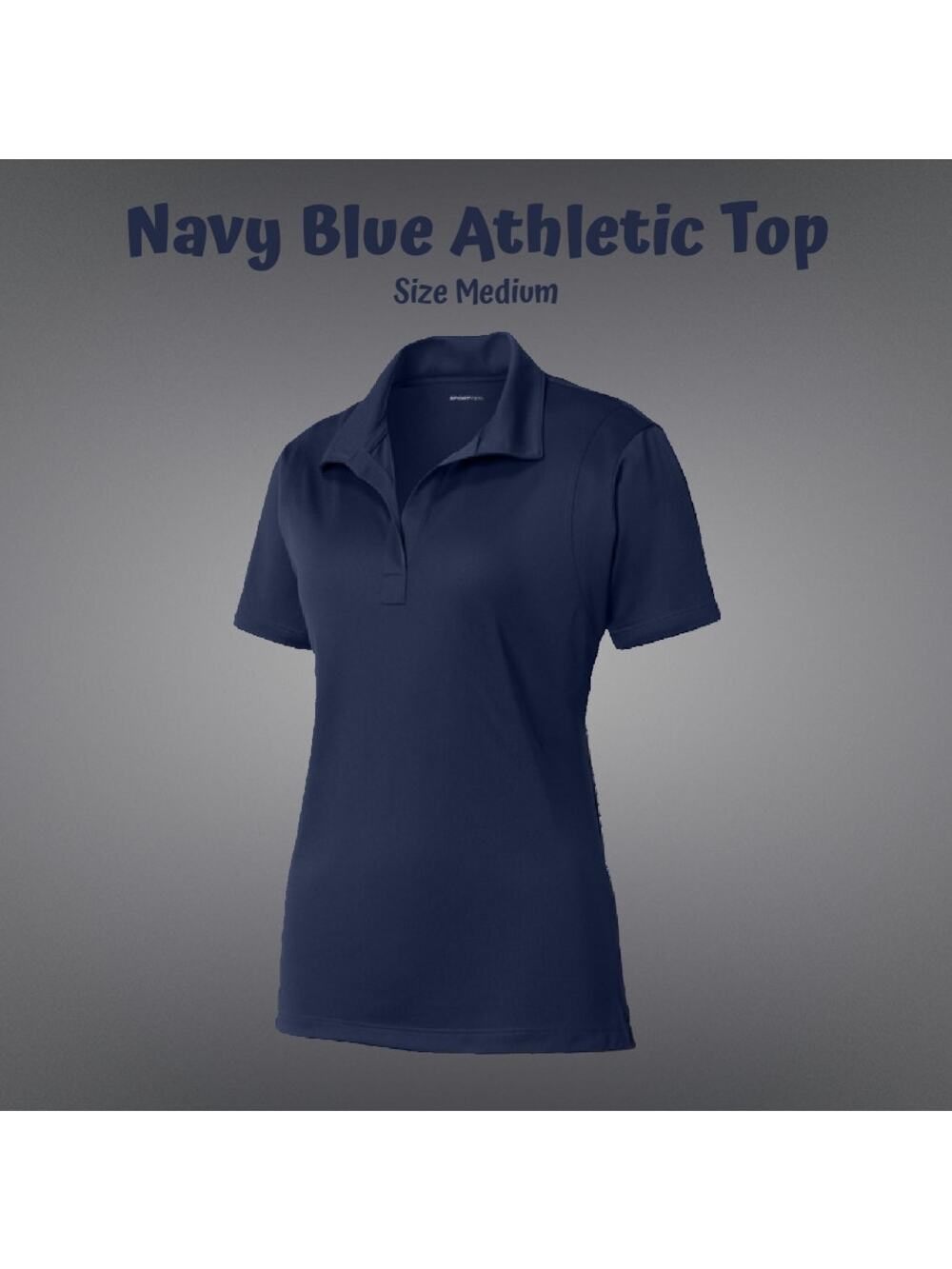 Ladies Navy Blue Sport-Tek Sport-Wick Active Polo Shirt Top Size Medium